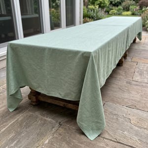 Sage Green Linen Tablecloth for Rustic Farmhouse Dining, Solid Round or Rectangle Table Cover, Boho Wedding Housewarming Gift