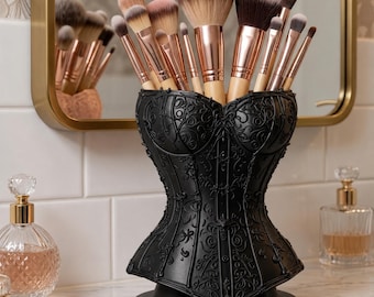 Corset Makeup Brush Holder | Vintage Victorian Bustier Vanity Organizer | Cosmetic Storage Display Stand