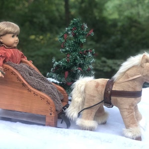 Handmade Cherry Sleigh with Horse for American Girl Dolls