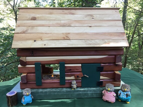 Heirloom Log Cabin Dollhouse For Calico Critters Etsy