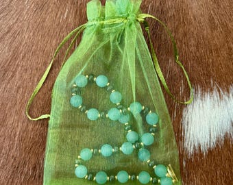 Green Aventurine Sea Glass Necklace, Handmade Gemstone Toggle Choker