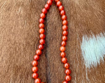 Red Carnelian Gemstone Necklace, Handmade 15 inch Beaded Choker