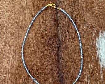 Single Freshwater Pearl Seed Bead Necklace, Handmade Dainty Choker