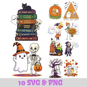 Pack SVG Halloween, fantôme effrayant, PNG, motifs de squelettes pour sublimation, téléchargement numérique
