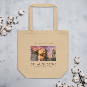 St. Augustine Tote Bag, Florida Vacation Souvenir, Organic Cotton Tote, Grocery Shopping