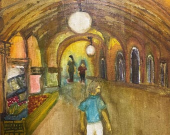 Original Bologna Watercolor & Acrylic Painting on Stretched Canvas | 12x12 Italian Cityscape | Bologna Portico | Italy Wall Art | Unique