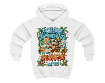 School Holidays Shenanigans Kids Hoodie | Beach Monkey, Summer Vacation