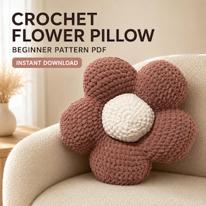 Crochet Flower Pillow Pattern PDF | Easy Chunky Daisy Cushion for Beginners
