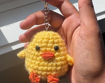 Handmade Crochet Chick Keychain, Yellow Bird Plush Bag Charm