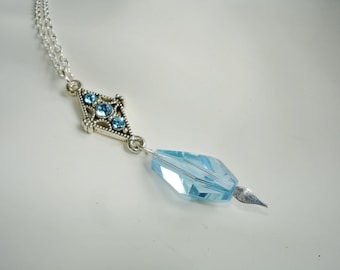 Aquamarine blue swarovski crystal necklace