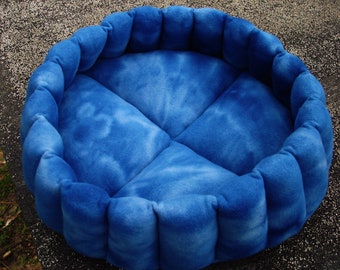 Small dog bed, round pet beds, washable cat bed, blue bedding