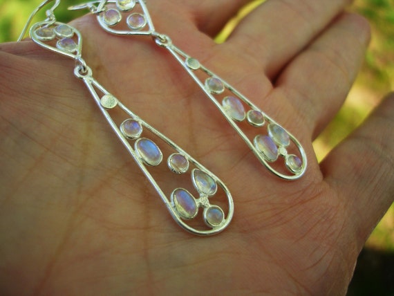 Moonstone earrings in sterling silver, gift ideas… - image 3