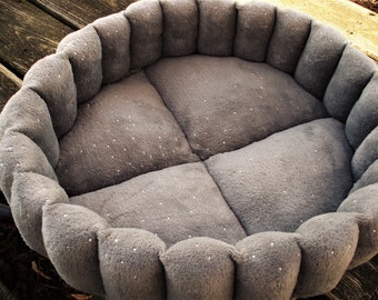 Gray small dog bed, washable pet beds, round cat bed