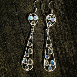 Moonstone earrings in sterling silver, gift ideas for her birthday
