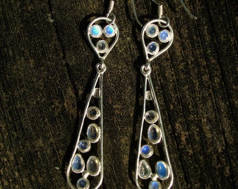 Moonstone earrings in sterling silver, gift ideas for birthday