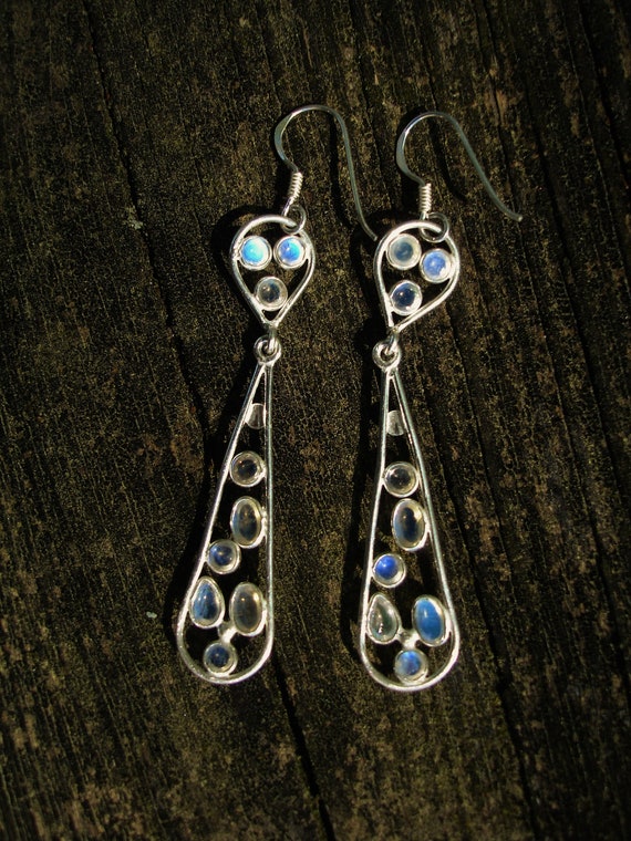 Moonstone earrings in sterling silver, gift ideas… - image 1