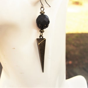 Black onyx and bronze spike earrings image 7