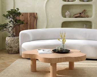 Couchtisch „Cloud“ aus Massivholz, modernes, organisches, nordisches Möbelstück