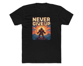 Nunca te rindas. Camiseta de guerrero pixel art. Camiseta retro de videojuegos motivacional. Regalo de héroe RPG. Sudadera con capucha para gamers.