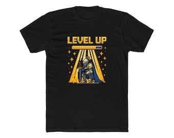 Level Up Pixel Art Knight Gaming T-Shirt Retro RPG Motivational Gamer Gift Hoodie Hero Adventure Tee