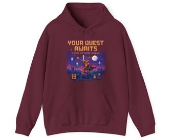 Hero's Journey Pixel Art Adventure T-Shirt Retro RPG Gaming Gift Quest Tee Gamer Hoodie Motivational | Hoodie