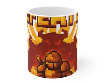 Boss Battle Survivor Pixel Art Knight T-Shirt Retro Gaming Motivational Gift Gamer Tee RPG Hero | Coffee Mug