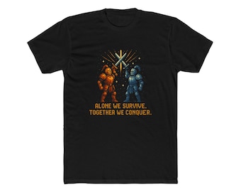 Solos sobrevivimos, juntos conquistamos / Camiseta de juegos Pixel Art Knights / Camiseta retro de amistad RPG