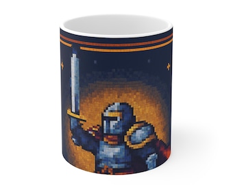 I Can Conquer All Things Pixel Art Knight T-Shirt | Coffee Mug