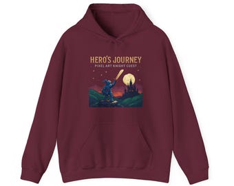 Hero's Journey Pixel Art Knight Quest T-Shirt Retro RPG Gaming Hoodie Fantasy Adventure Gamer Gift Tee | Hoodie
