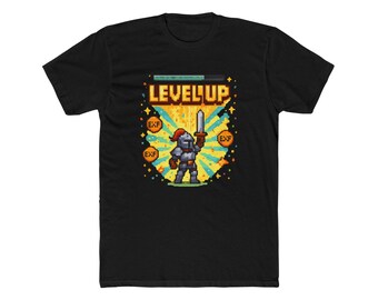 Camiseta Level Up Pixel Art Knight, regalo retro para gamers de juegos de rol, sudadera con capucha para gamers, camiseta con cita motivacional de guerrero