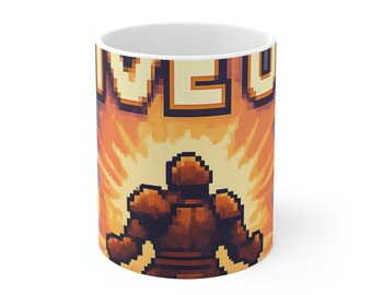 Nunca te rindas. Camiseta de guerrero pixel art. Camiseta retro de videojuegos. Camiseta motivacional. Regalo de héroe RPG. Sudadera con capucha/taza de café para gamers.