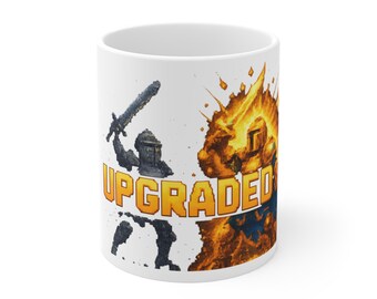Upgraded Pixel Art Knight | Retro RPG Armor Upgrade Gaming | Coffee Mug