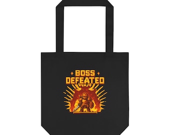 Boss Battle Survivor Pixel Art Knight Shirt | Retro Gaming Gift | Motivational Warrior Tee for Gamers | Tote Bag
