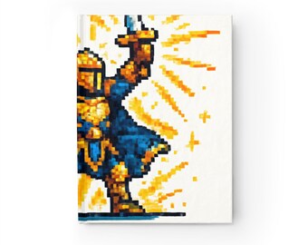 Upgraded Pixel Art Knight | Retro RPG Armor Upgrade Gaming | Notebook