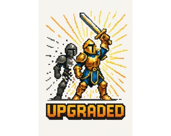 Upgraded Pixel Art Knight | Retro RPG Armor Upgrade Gaming | Poster