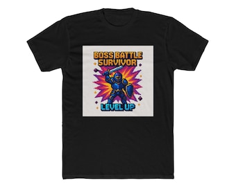 Camiseta de caballero pixel art de Boss Battle Survivor / Regalo para guerreros de videojuegos retro / Camiseta para gamers que suben de nivel / Funda para teléfono
