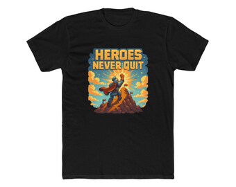 Heroes Never Quit Pixel Art Warrior T-Shirt Retro Gaming Motivational Gamer Gift Perseverance Hoodie