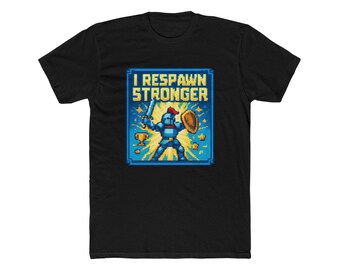 I Respawn Stronger Pixel Art Knight T-Shirt Retro Gamer Motivational Gift Warrior Perseverance Gaming Hoodie