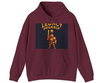 Sudadera oficial de LegacyPowerUp / Sudadera con capucha de juego Pixel Art Knight / Regalo para guerreros de juegos de rol retro