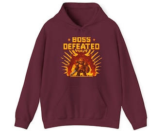Camiseta de caballero pixel art de Boss Battle Survivor, regalo motivacional para gamers, camiseta de héroe de RPG / Sudadera con capucha