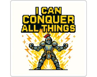 I Can Conquer All Things Pixel Art Knight | Retro RPG Gaming | Sticker
