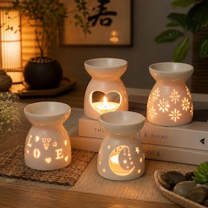 Keramische oliebrander en waxbrander, etherische olie diffuser, theelichthouder, gezellige woondecoratie, zelfzorgcadeau