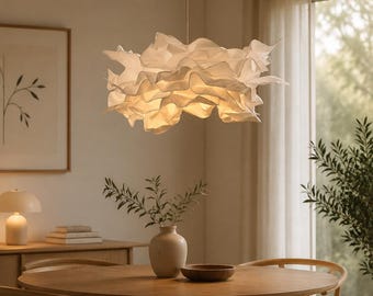 Cloud Pendant Lampshade, Sculptural Ceiling Light Shade, Boho Japandi Decor