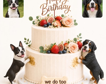 Custom Dog Wedding Cake Toppers, Personalized Pet Birthday Figurines gift, 3D Clay Dog Statue
