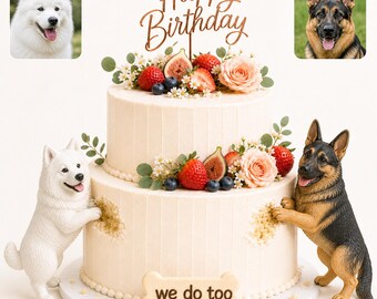 Personalized Dog Wedding Cake Toppers,  dog Birthday gift, 3D Clay pet Statue,cat Figurines