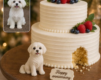 Custom Dog Wedding Cake Topper, Handmade Clay 3D Figurine, Pet Birthday Gift, Dog Memorial Gift