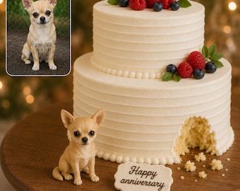 Custom Dog Wedding Cake Topper From Photo, Handmade Pet 3D Statue, Birthday Gift, Anniversary Gift