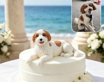 custom dog wedding cake toppers, Personalization pet birthday gifts, 3D clay dog/cat figurines