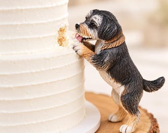 Custom dog wedding cake toppers, handcrafted 3D polymer clay pet figurines, pet birthday gifts