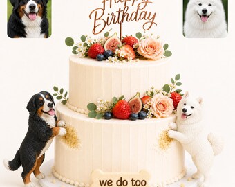 Custom Dog Wedding Cake Toppers, Personalized dog Birthday gift, 3D Clay pet Statue,cat Figurines